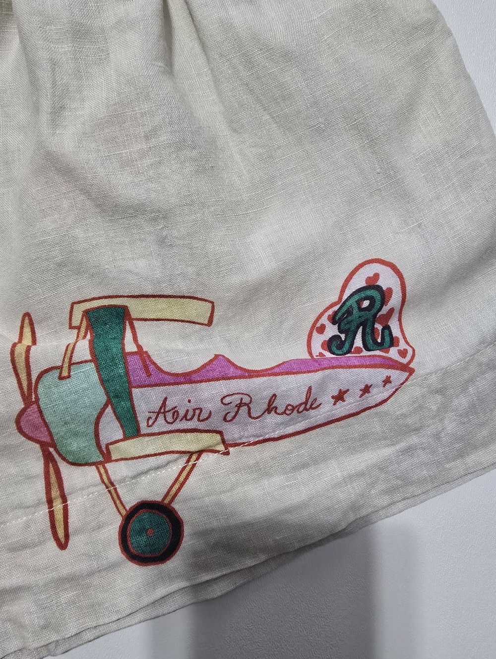 RHODE Audrina Short Off-White Graphic Lilen Size M - Picture 4 of 12